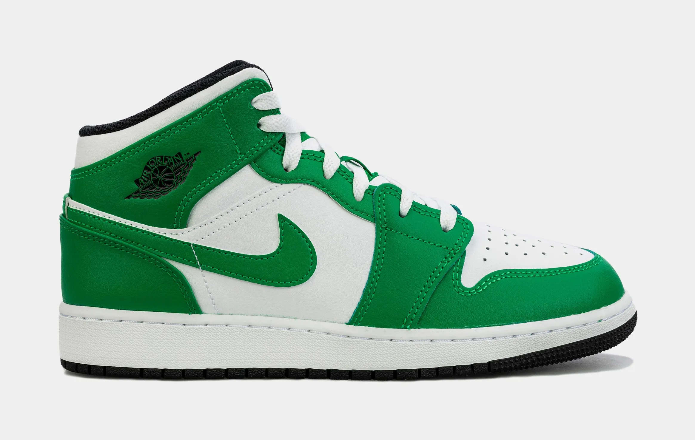 Air Jordan 1 Mid Lucky Green Grade School Lifestyle Shoes (Green/White)