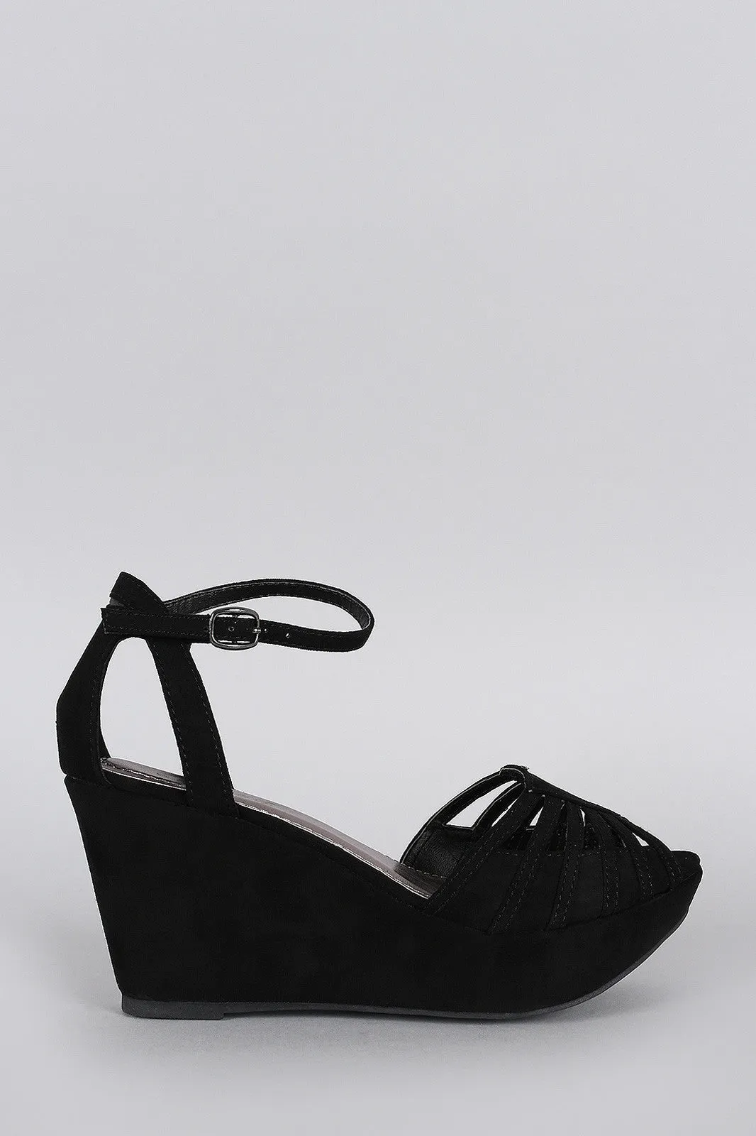 Bamboo Intricate Peep Toe Wedge