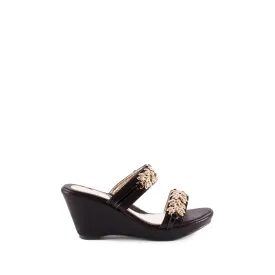 BELLA DIAMANTE FLOWER DETAIL WEDGE