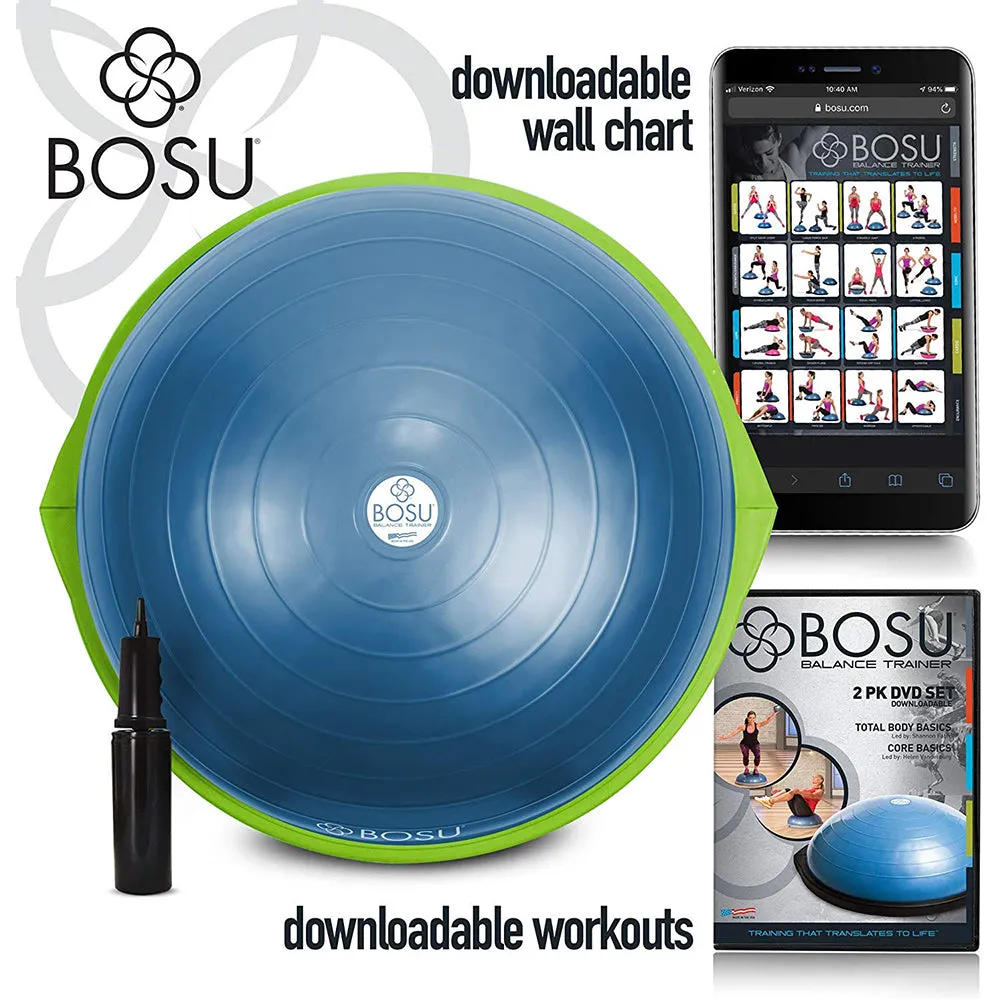 Bosu Home Gym The Original Balance Trainer 65 cm Diameter, Blue/Green (Open Box)