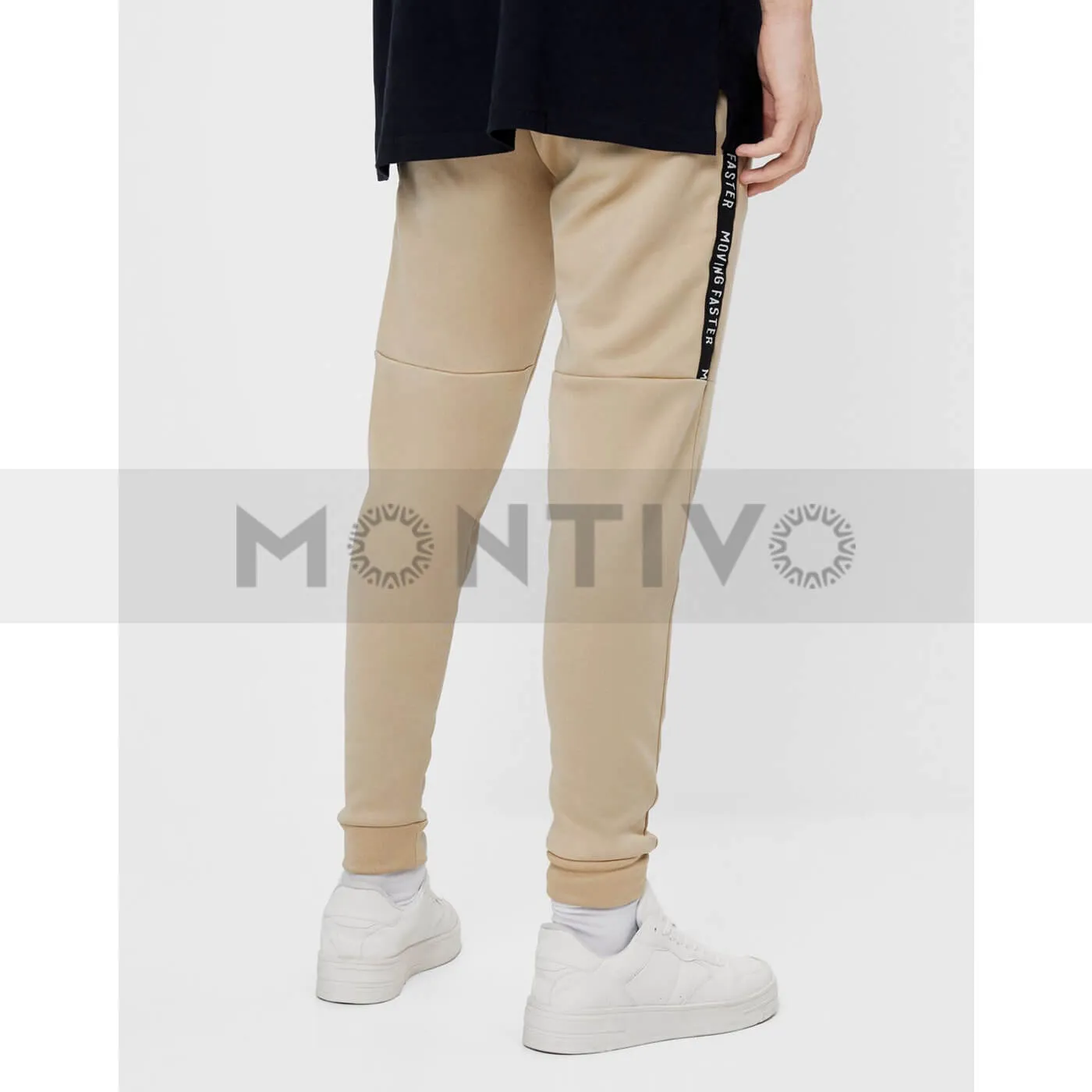 Bsk beige jogging trousers with side stripe