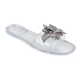 Clear Rhinestone Flower W/ Jelly Slide Sandal