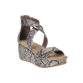 Corky's Women's Footwear Fay Taupe Snake Wedge Sandals