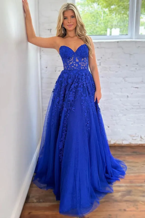 Cute A Line Sweetheart Tulle Prom Dresses Formal Gowns PSK532