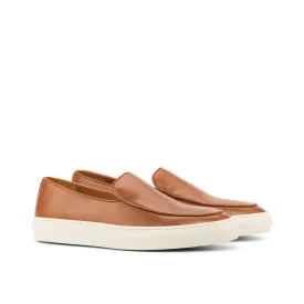 DapperFam King in Cognac Men's Italian Leather Belgian Sneaker