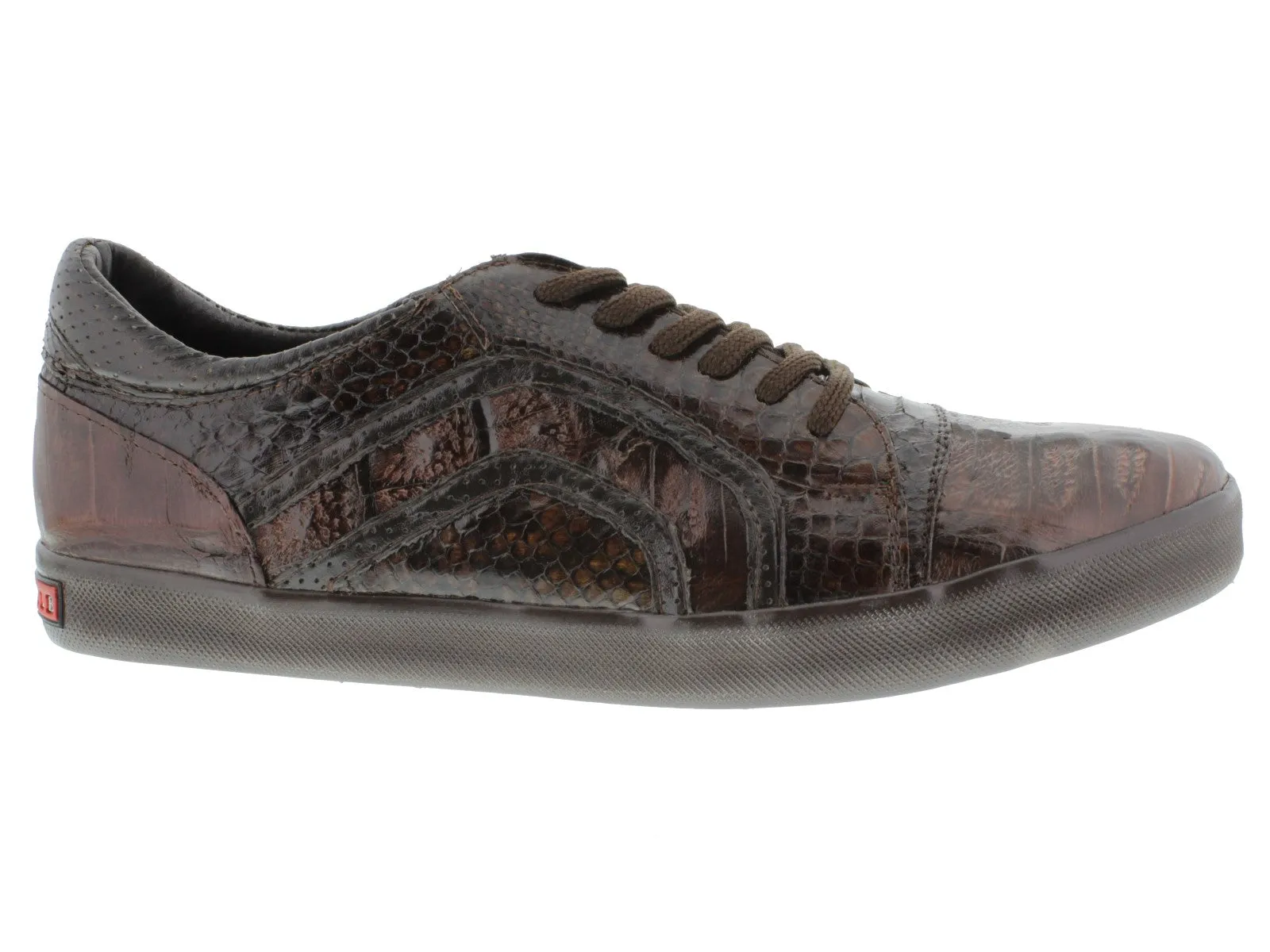 Dolce Pelle - Men's Brown Genuine Crocodile & Python Snake Skin Fashion Sneakers