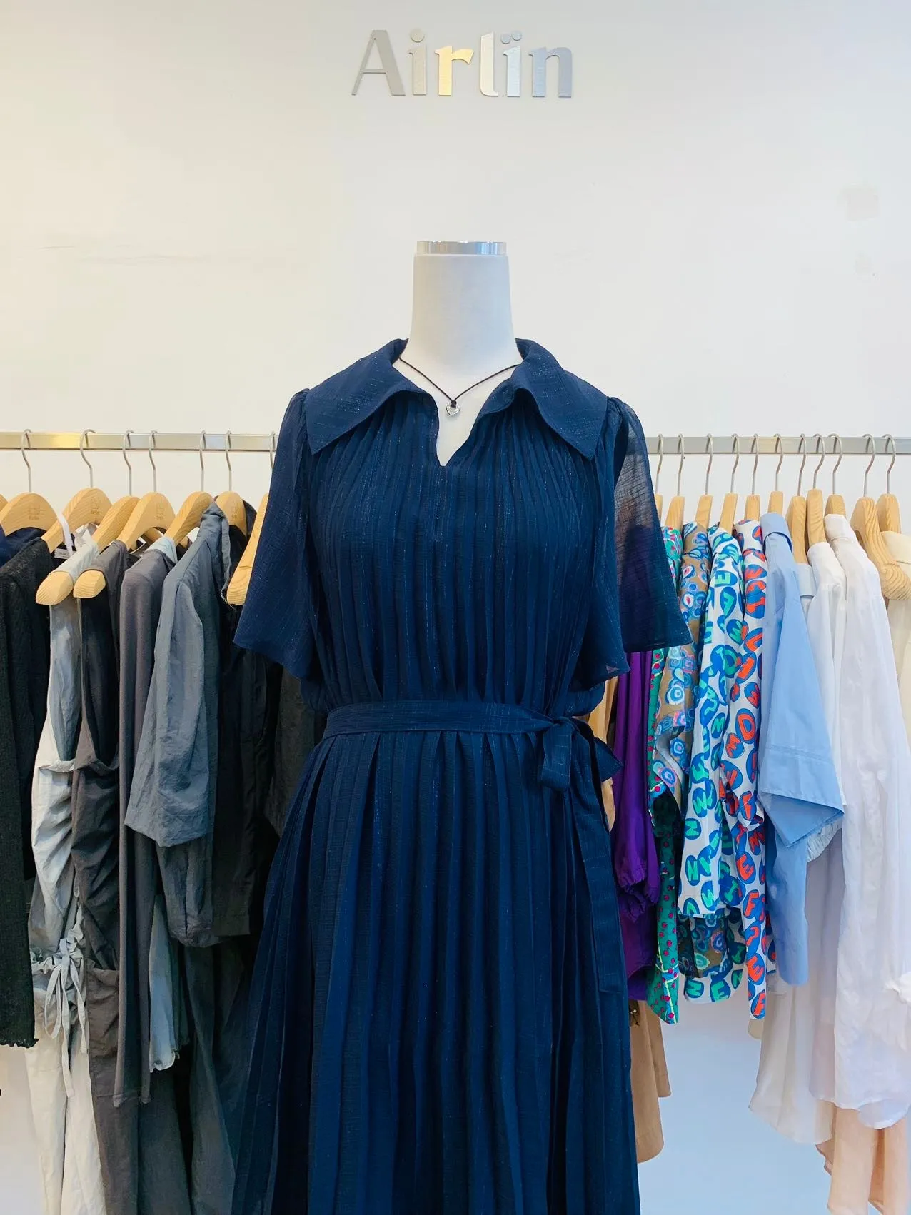 Elegant Navy collar dress