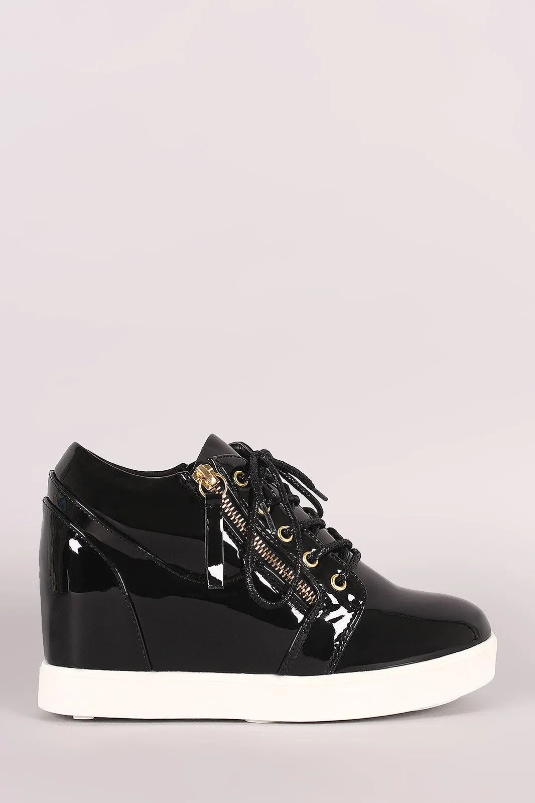 Liliana Zipper Trim Lace Up Wedge Sneaker