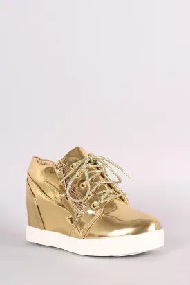 Liliana Zipper Trim Lace Up Wedge Sneaker