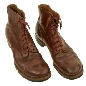 Original U.S. WWII 1942 Dated GI Cap Toe Type II Composition Sole Service Shoes - Size 9