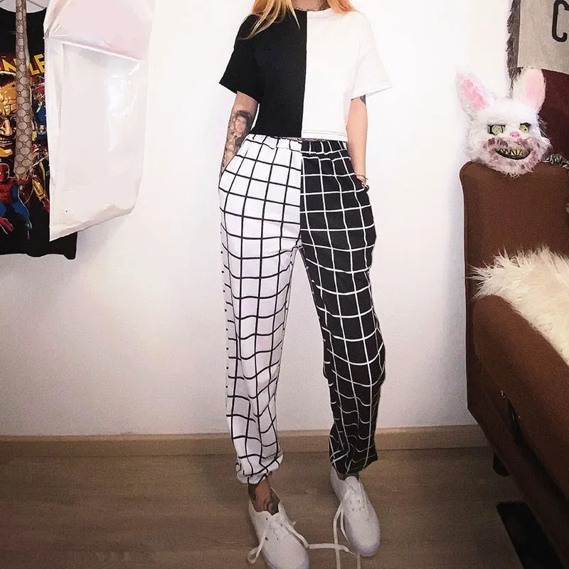 Pantalon Coréen Jogging Noir & Blanc