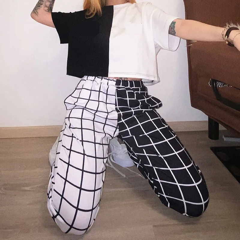 Pantalon Coréen Jogging Noir & Blanc