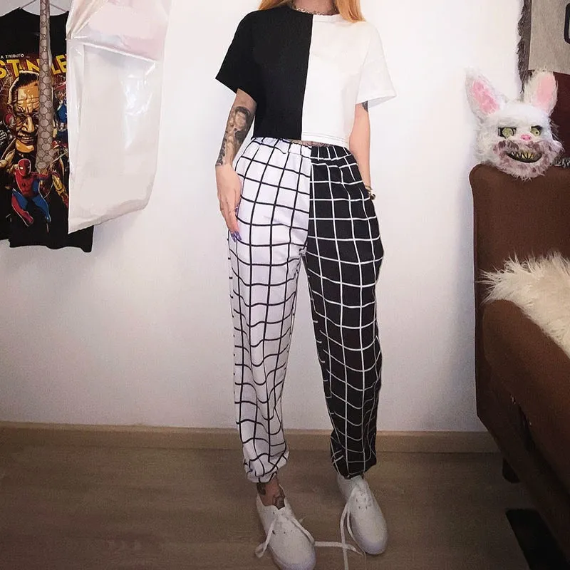 Pantalon Coréen Jogging Noir & Blanc