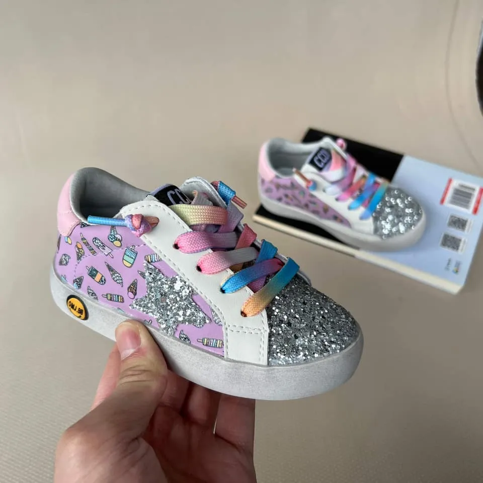 Purple Ice Cream Print Star Sneakers