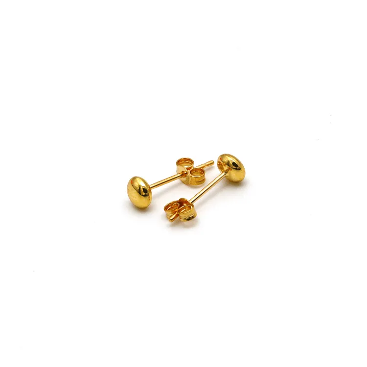 Real Gold Button Stud Earring Set E1566