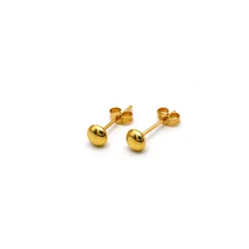 Real Gold Button Stud Earring Set E1566