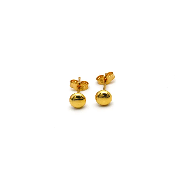 Real Gold Button Stud Earring Set E1566