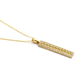 Real Gold Maze Hoop Luxury Stone Bar Necklace 0073 CWP 1783