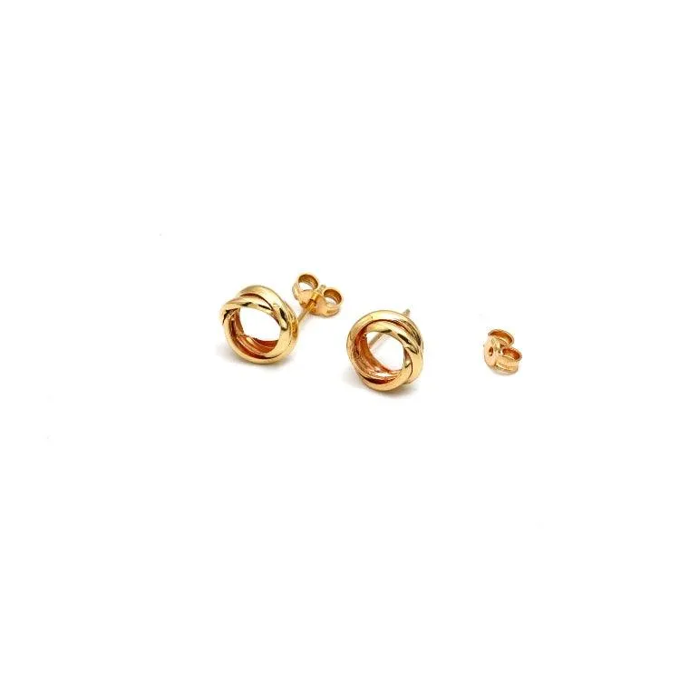 Real Gold Round Twisted Stud Earring Set 0116 E1866