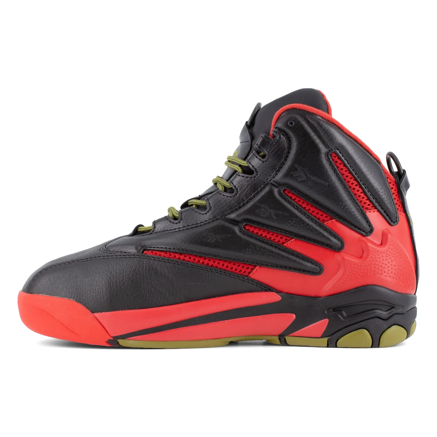 Reebok Mens The Blast Black/Red Leather MetGuard Work Shoes