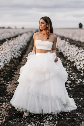 Simple Two Piece Wedding Dress Country Wedding Dress With Layered WD715