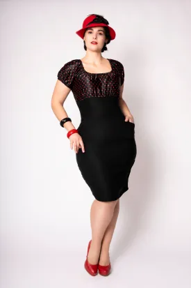 Speakeasy dress - black/red polka dots