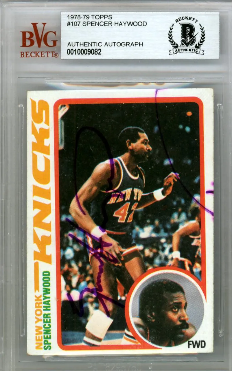 Spencer Haywood Autographed 1978 Topps Card #107 New York Knicks Beckett BAS #10009082