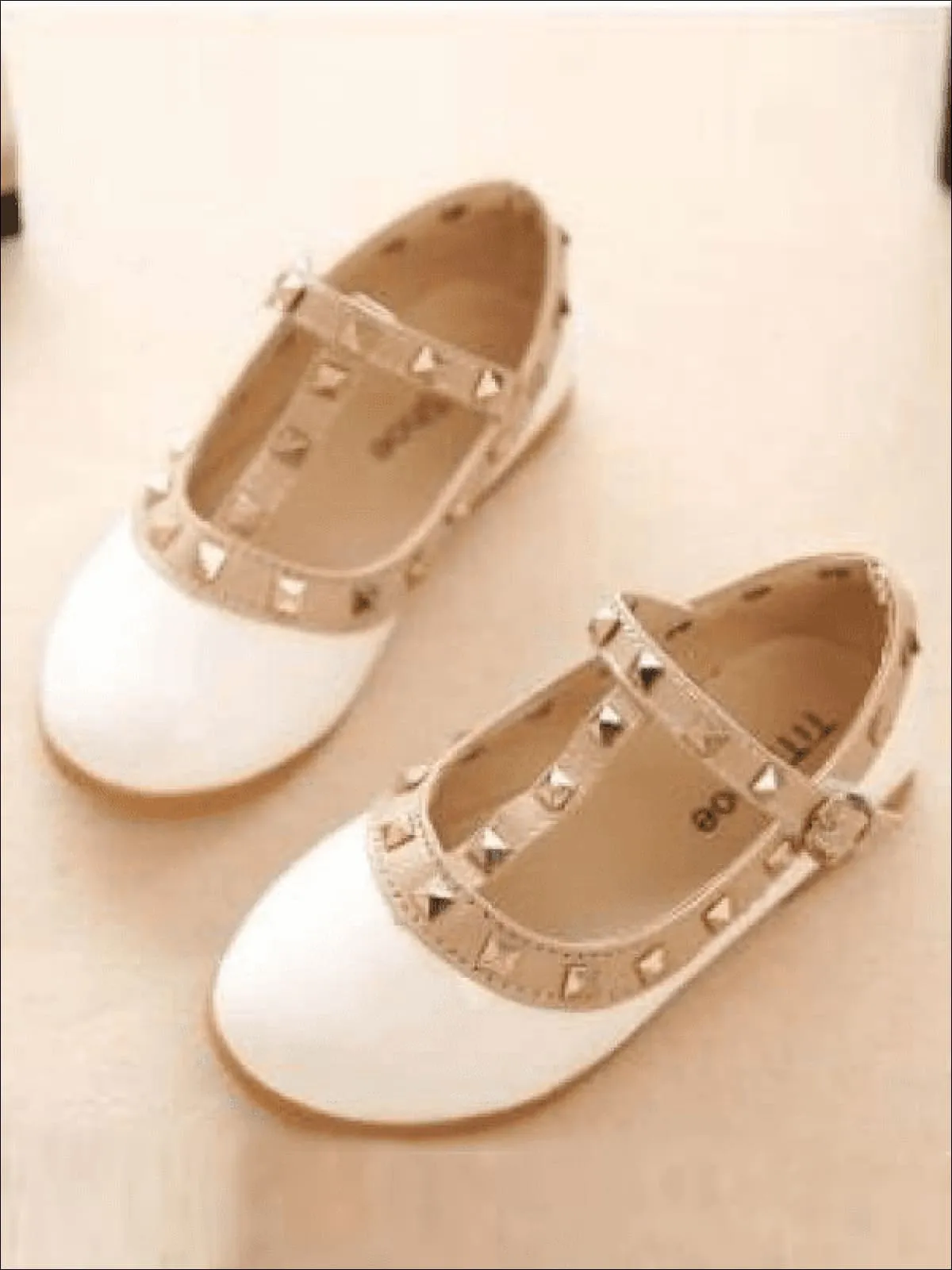 Studded Runway T-Strap Flats By Liv and Mia