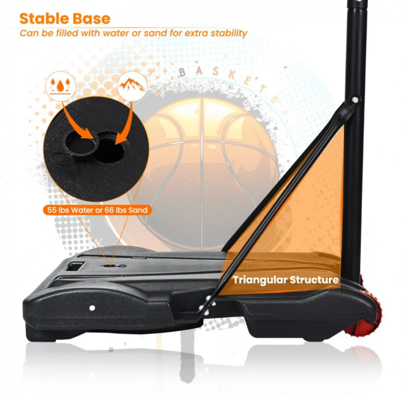 Super Cool Heavy Duty Adjustable Basketball Net / Hoop With Wheels | Stand | From 5.5ft To 7ft | Indoor | Outdoor