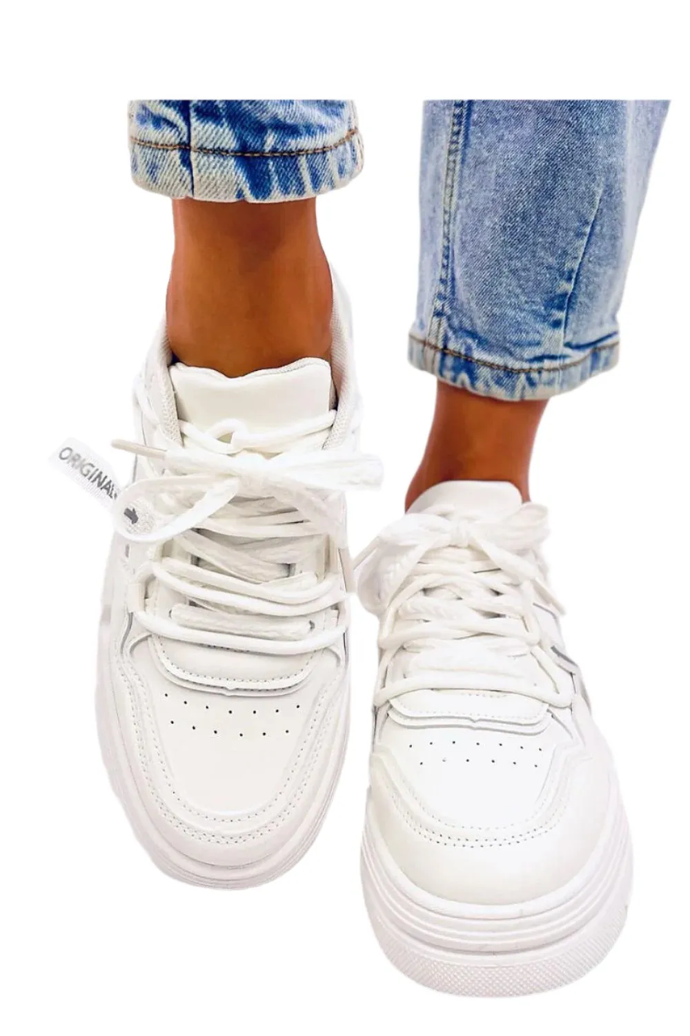 TEEK - Original Classic All White Laced Sport Shoes