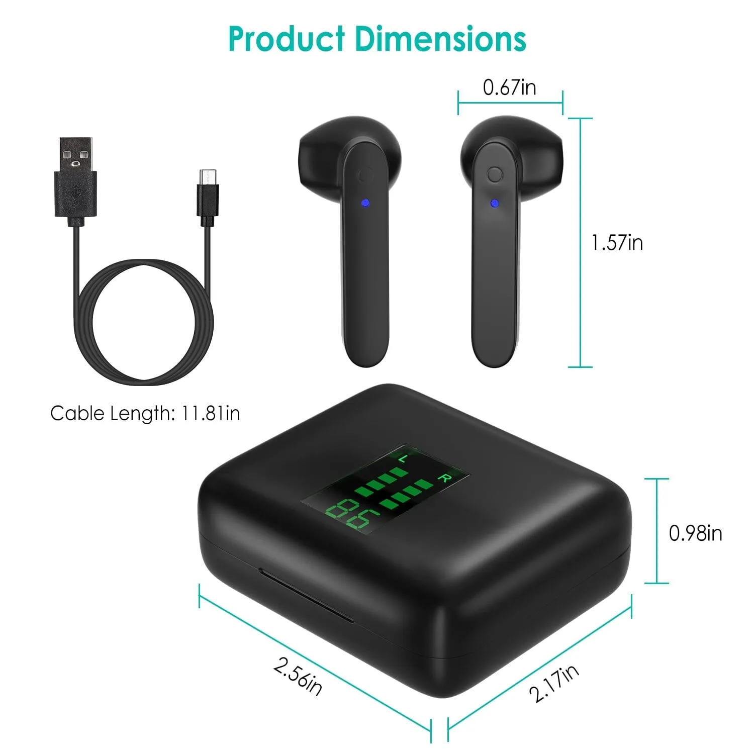 True Wireless Stereo V5.1 Earbuds Touch Control