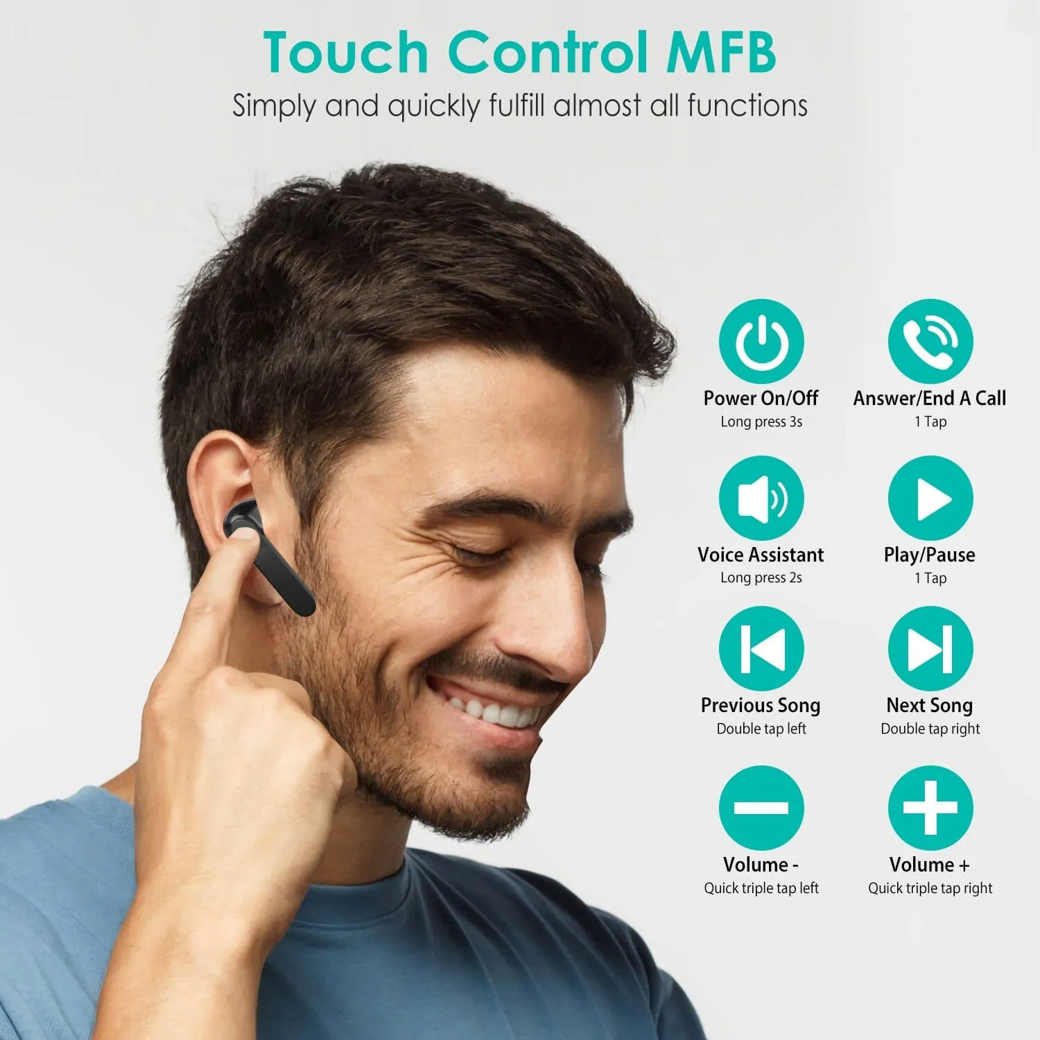 True Wireless Stereo V5.1 Earbuds Touch Control