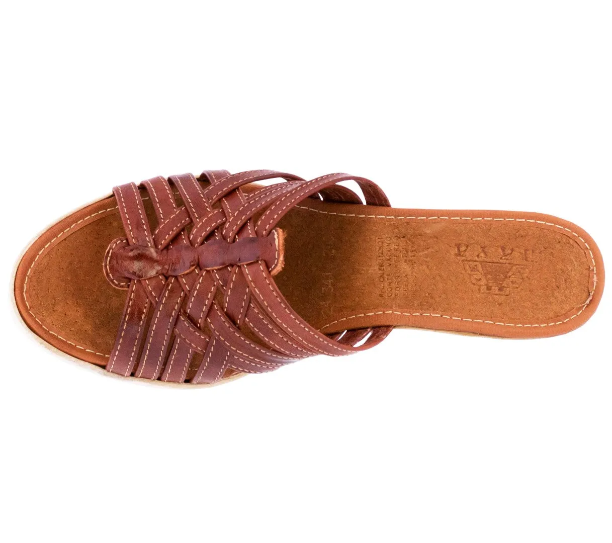 Womens Authentic Huaraches Real Leather Sandals Wedges Cognac - #205