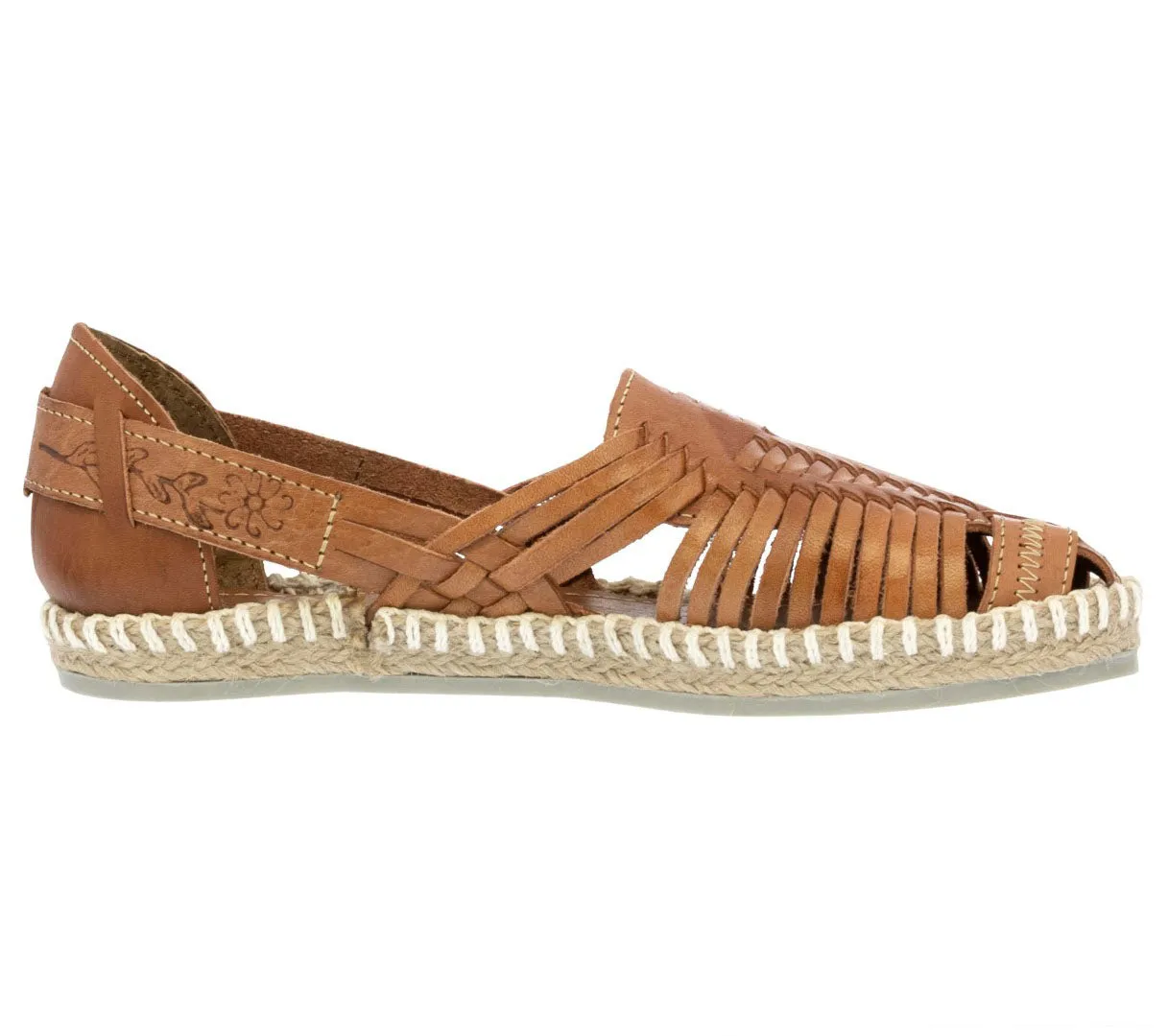 Womens Authentic Mexican Huarache Leather Sandals Light Brown - #F104